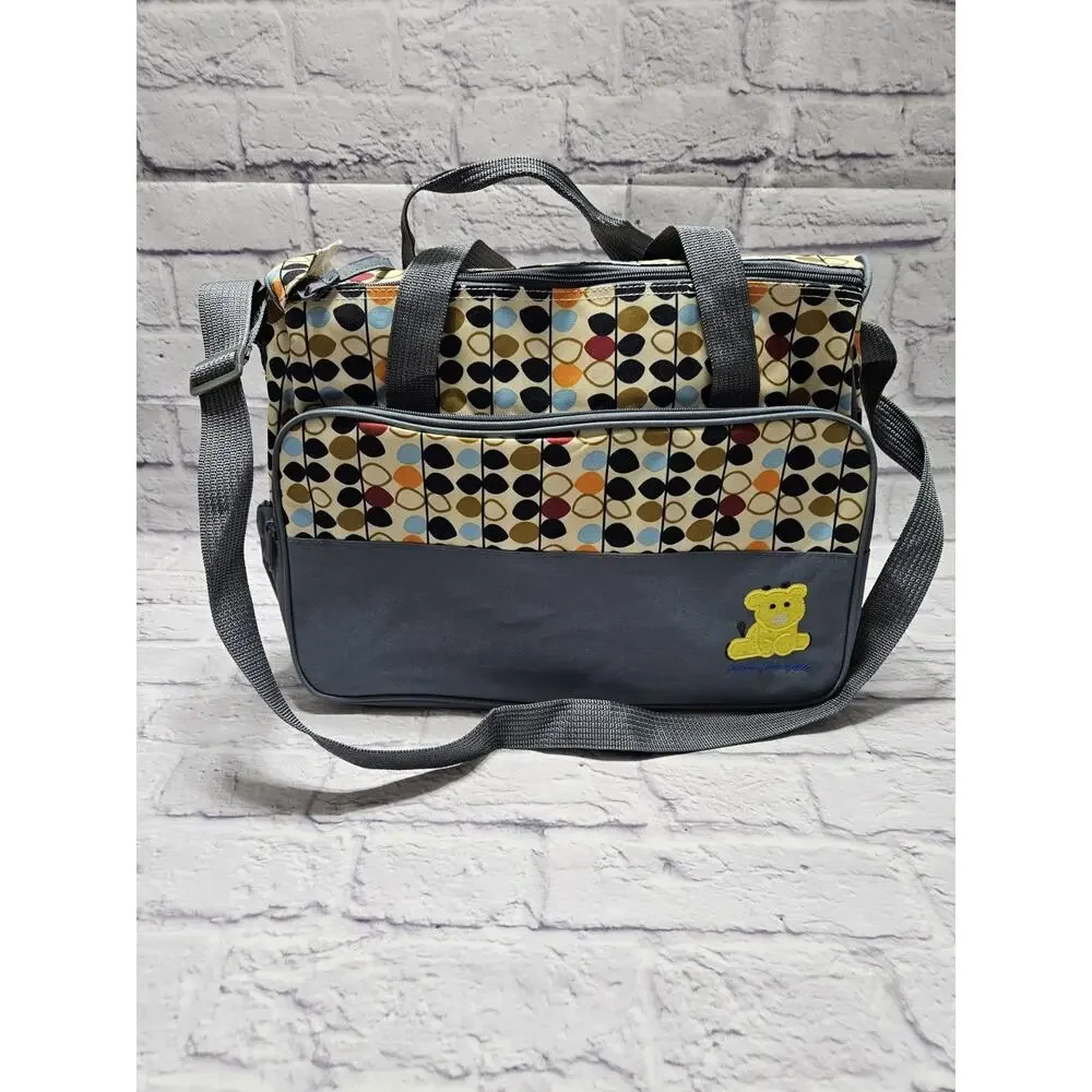 Baby Diaper Bag Set 4 Pc Organizing Blue Polka Dot Tote Changing Supply Giraffe